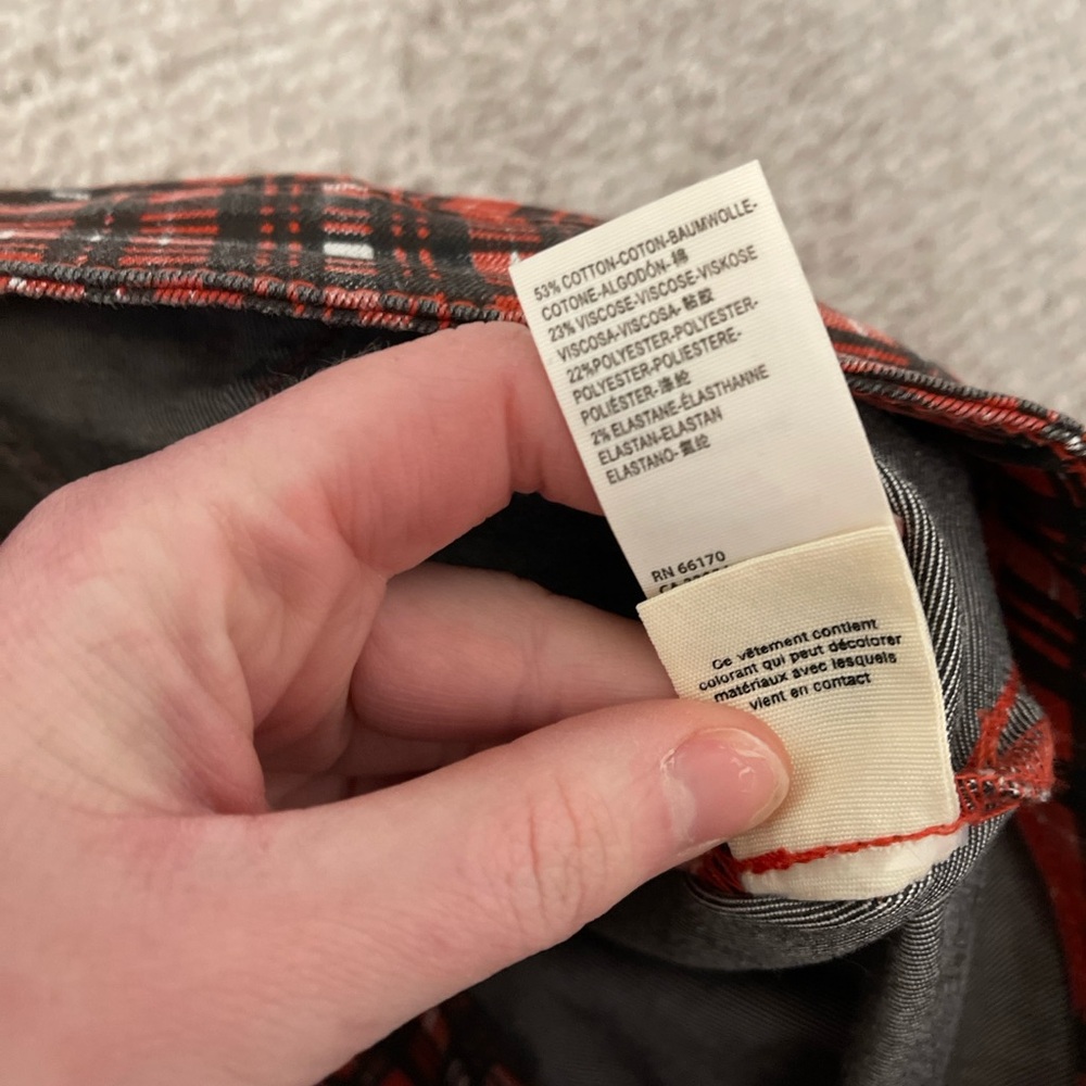 We the Free Just Float On Red Plaid Flared Pants Size 27 - Picture 6 of 8